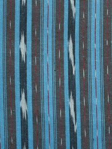 Blue Grey Ivory Pochampally Hand Woven Ikat Fabric Per Meter - F002F922