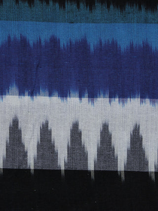 Blue White Black Grey Pochampally Hand Woven Ikat Fabric Per Meter - F002F1050