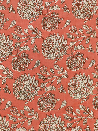 Blush Red White Hand Block Printed Cotton Fabric Per Meter - F001F2295