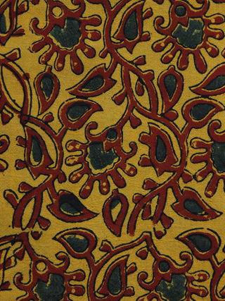 Mustard Maroon Green Ajrakh Hand Block Printed Cotton Blouse Fabric - BPA002