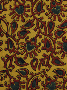 Mustard Maroon Green Ajrakh Hand Block Printed Cotton Blouse Fabric - BPA002