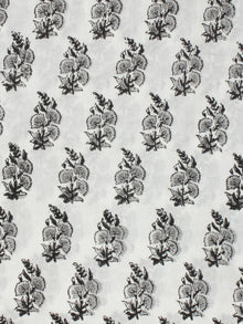 White Grey Black Block Printed Cotton Fabric Per Meter - F001F2241