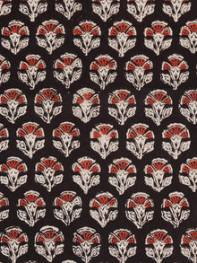 Black Maroon Beige Hand Block Printed Cotton Fabric Per Meter - F001F1736