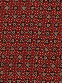 Rust Black Beige Block Printed Cotton Fabric Per Meter - F001F2398