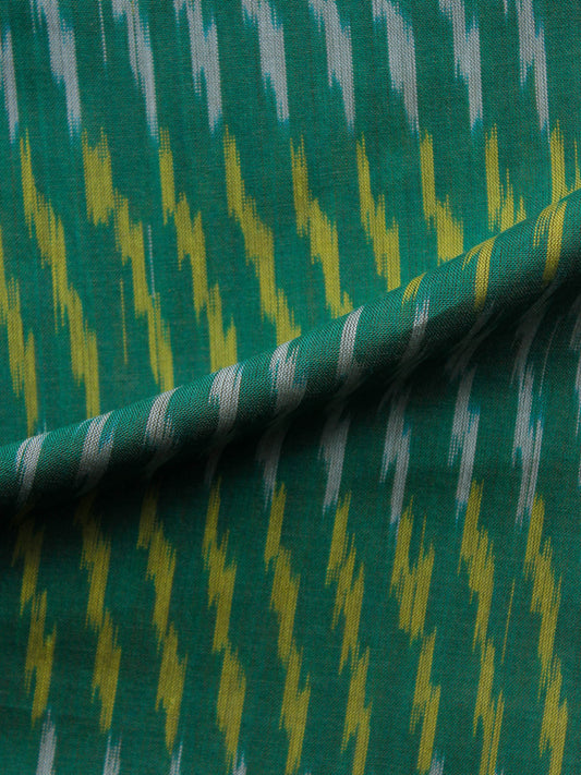 Green Yellow Ivory Pochampally  Weaved Ikat Mercerised  Fabric Per Meter - F002F1403