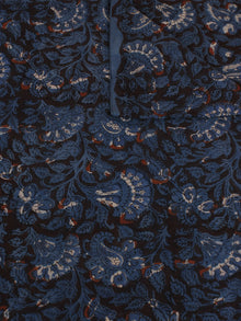 Indigo Maroon Hand Block Printed Cotton Cambric Fabric Per Meter - F0916118