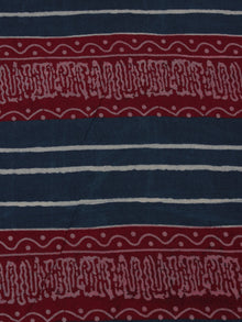 Indigo Ivory Maroon Ajrakh Block Printed Cotton Fabric Per Meter - F0916674
