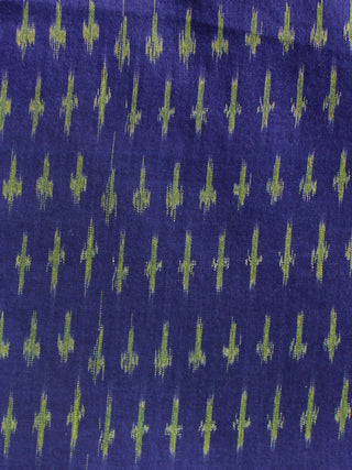 Purple Green Pochampally Hand Weaved Ikat Mercerised Cotton Fabric Per Meter - F002F1858