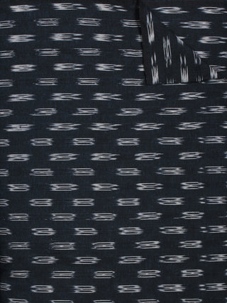 Deep Indigo Ivory Pochampally Hand Weaved Ikat Fabric Per Meter - F002F795