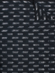 Deep Indigo Ivory Pochampally Hand Weaved Ikat Fabric Per Meter - F002F795