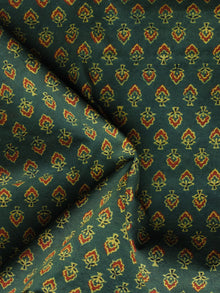 Green Yellow Ajrakh Hand Block Printed Cotton Blouse Fabric - BPA0105