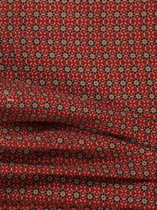 Rust Black Beige Block Printed Cotton Fabric Per Meter - F001F2398