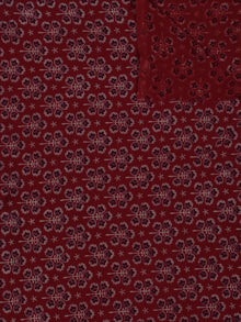 Red White Maroon Ajrakh Printed Cotton Fabric Per Meter - F0916714
