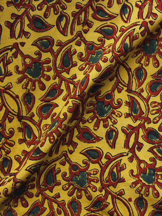Mustard Maroon Green Ajrakh Hand Block Printed Cotton Blouse Fabric - BPA002