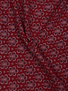 Red White Maroon Ajrakh Printed Cotton Fabric Per Meter - F0916714