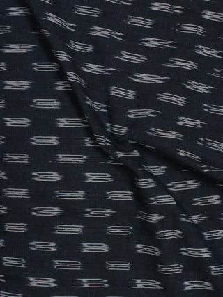 Deep Indigo Ivory Pochampally Hand Weaved Ikat Fabric Per Meter - F002F795