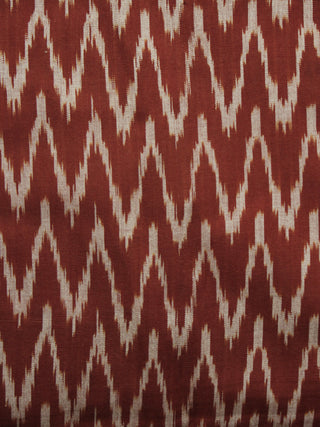 Rust Ivory Pochampally Hand Woven Ikat Fabric Per Meter - F002F919