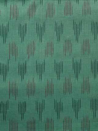 Green Red  Pochampally Hand Weaved Ikat Fabric Per Meter - F003F1232