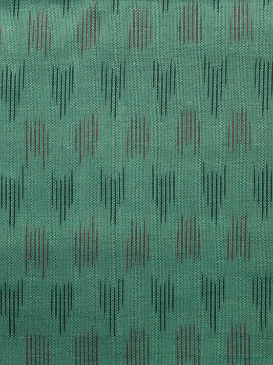 Green Red  Pochampally Hand Weaved Ikat Fabric Per Meter - F003F1232