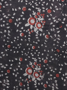 Dark Chocolate Brown  Red  Ivory Hand Block Printed Cotton Fabric Per Meter - F001F1135