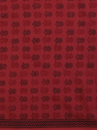 Magenta Pink Red Black Bagh Printed Cotton Fabric Per Meter - F005F2072