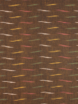 Brown Multi Color Pochampally Hand Weaved Ikat Fabric Per Meter - F0916732