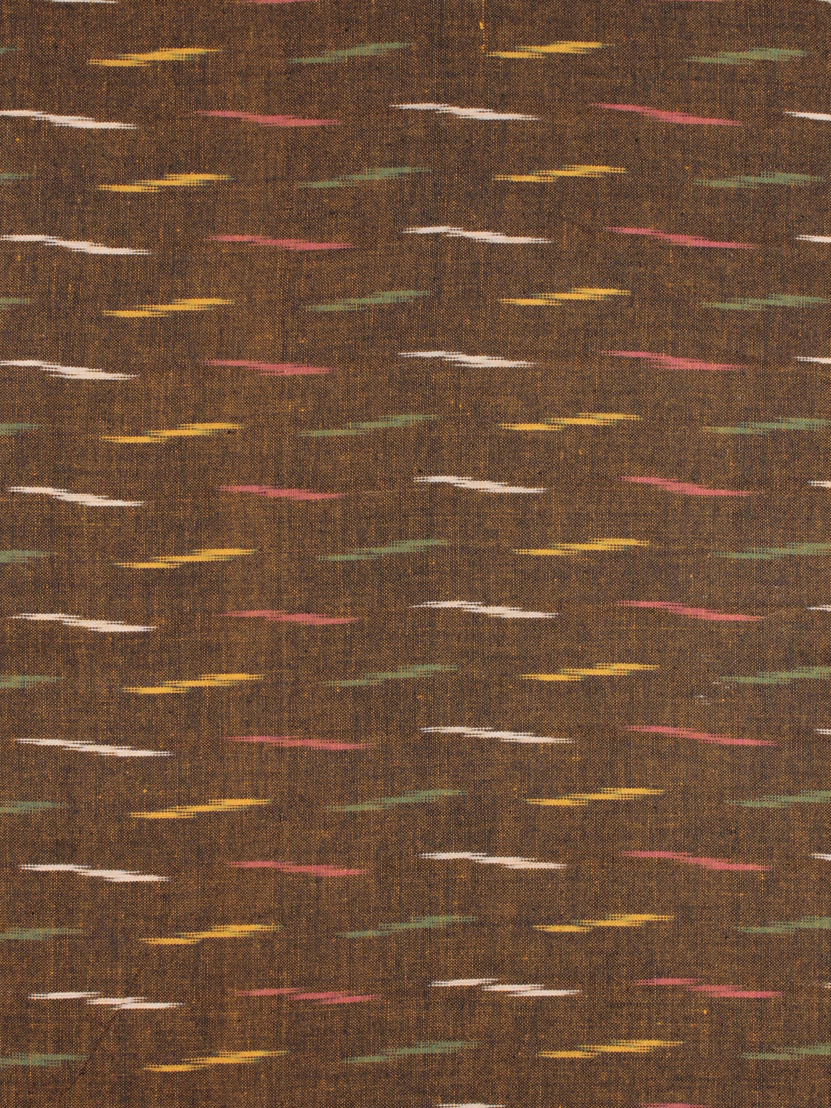 Brown Multi Color Pochampally Hand Weaved Ikat Fabric Per Meter - F0916732