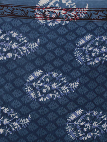 Indigo Ivory Hand Block Printed Cotton Fabric Per Meter - F001F787