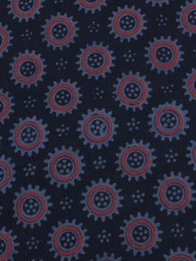 Indigo Pink Grey Ajrakh Screen Printed Cotton Fabric Per Meter - F0916692