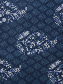 Indigo Ivory Hand Block Printed Cotton Fabric Per Meter - F001F787