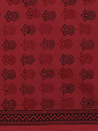 Magenta Pink Red Black Bagh Printed Cotton Fabric Per Meter - F005F2072