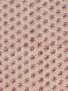 Tan Brown Pink Hand Block Printed Cotton Fabric Per Meter - F001F2313