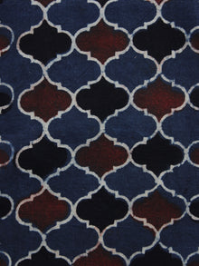 Maroon Black Indigo Ajrakh Printed Cotton Fabric Per Meter - F003F1176