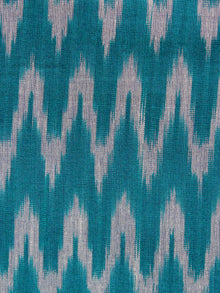 Teal Green Grey Hand Woven Ikat Cotton Fabric Per Meter - F002F1421