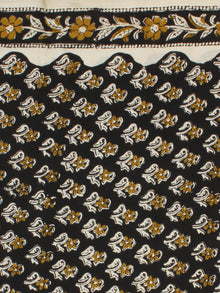 Black Mustard Ivory Hand Block Printed Cotton Fabric Per Meter - F001F2258