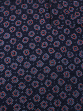 Indigo Pink Grey Ajrakh Screen Printed Cotton Fabric Per Meter - F0916692