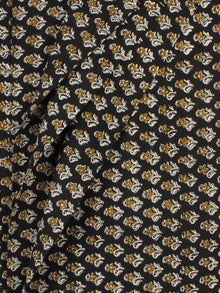 Black Mustard Ivory Hand Block Printed Cotton Fabric Per Meter - F001F2258
