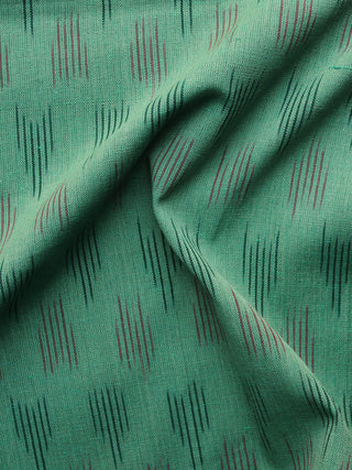 Green Red  Pochampally Hand Weaved Ikat Fabric Per Meter - F003F1232