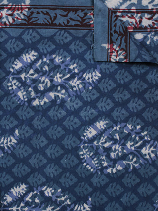 Indigo Ivory Hand Block Printed Cotton Fabric Per Meter - F001F787