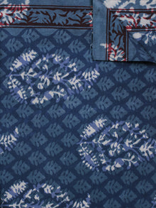 Indigo Ivory Hand Block Printed Cotton Fabric Per Meter - F001F787