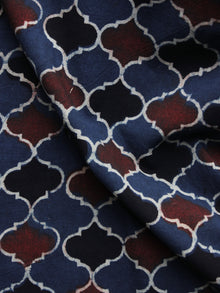 Maroon Black Indigo Ajrakh Printed Cotton Fabric Per Meter - F003F1176