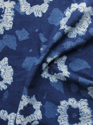 Indigo Ivory Hand Block Printed Cotton Fabric Per Meter - F001F1109