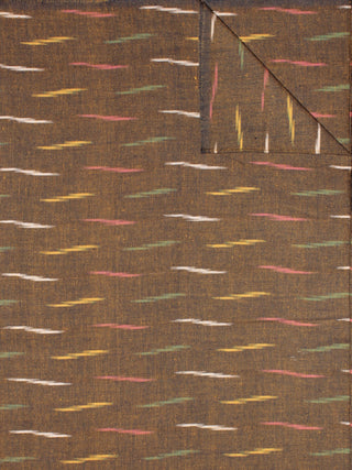 Brown Multi Color Pochampally Hand Weaved Ikat Fabric Per Meter - F0916732