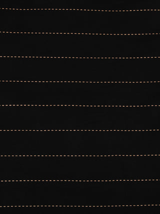 Black Golden Block Printed Cotton Fabric Per Meter - F001F2381