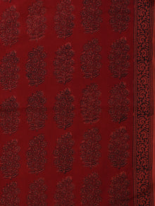 Crimson Red Black Bagh Printed Cotton Fabric Per Meter - F005F2073
