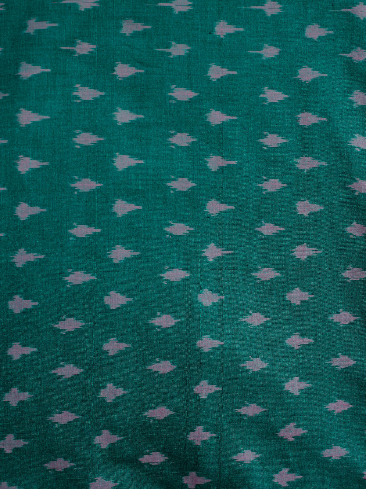 Green Lilac Pochampally Hand Weaved Ikat Mercerised Cotton Fabric Per Meter - F002F1967