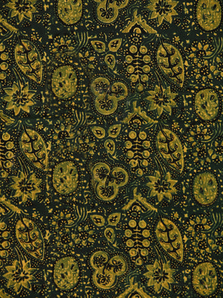 Green Yellow Ajrakh Block Printed Cotton Fabric Per Meter - F003F1754