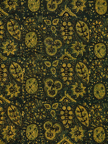 Green Yellow Ajrakh Block Printed Cotton Fabric Per Meter - F003F1754