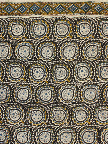 Black Mustard Indigo Ivory Hand Block Printed Cotton Fabric Per Meter - F001F2259