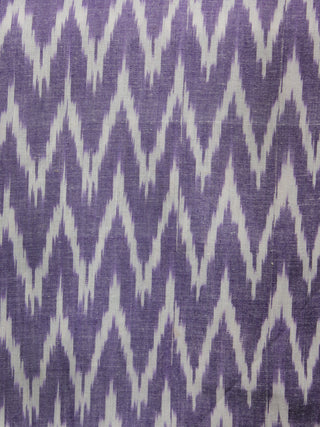 Purple Ivory Pochampally Hand Woven Ikat Fabric Per Meter - F002F920